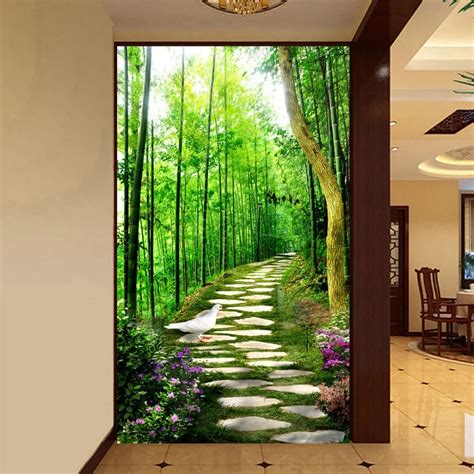 Bamboo Forest Small Road Entrance Hallway 3d Wall Mural Murales De