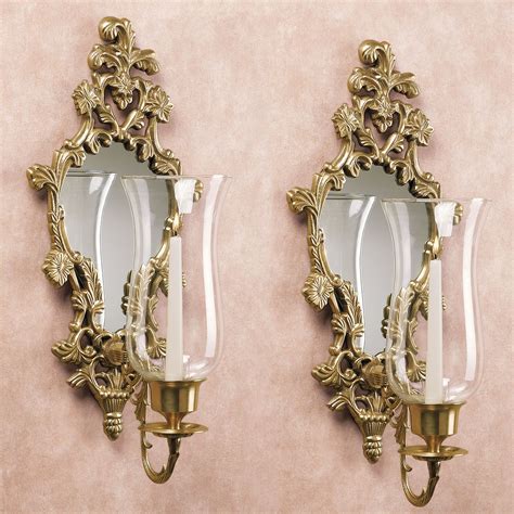 Pair vintage french brass wall lights sconces with eagle lion heads 1960. Athea Mirrored Brass Wall Sconce Pair