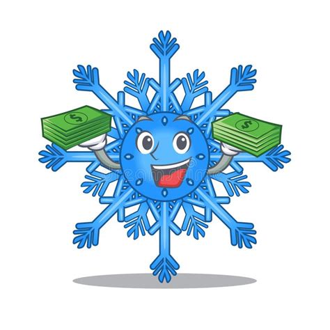 With Money Bag Snowflake Isolated With In The Mascot Stock Vector