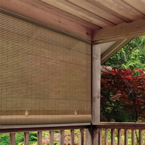 Radiance Woodgrain Cordless Pvc Exterior Roll Up Sun Shade 48 In W X