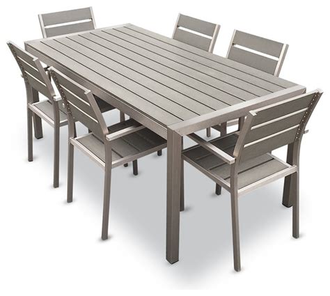 Outdoor Aluminum Resin 7 Piece Dining Table And Chairs Set Contemporary