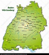 Karte von Baden-Wuerttemberg als Übersichtskarte in - Stock Photo ...
