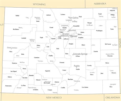 Map Of Colorado Counties And Towns Warehouse Of Ideas