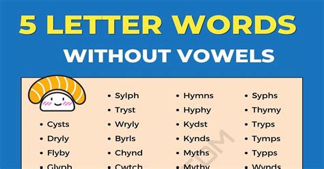 English Words Without Vowels List