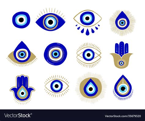 Evil Eye Or Turkish Eye Symbols And Icons Set Vector Image