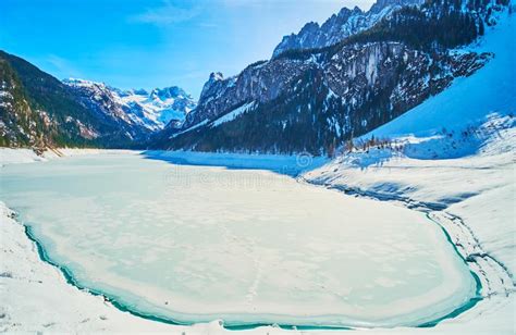 Winter On Gosausee Lake Gosau Austria Stock Image Image Of Panorama