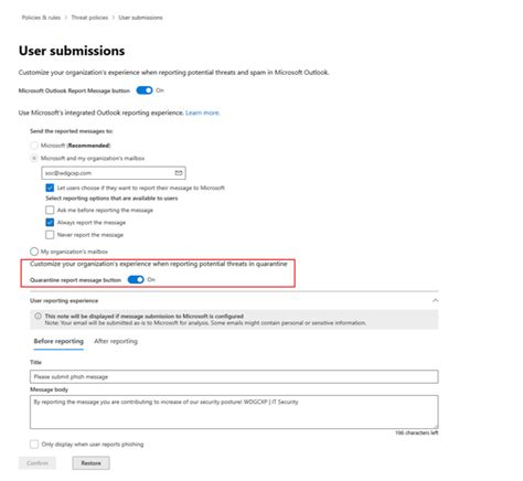 M365 Changelog Integration Of Submission From Quarantine With Admin