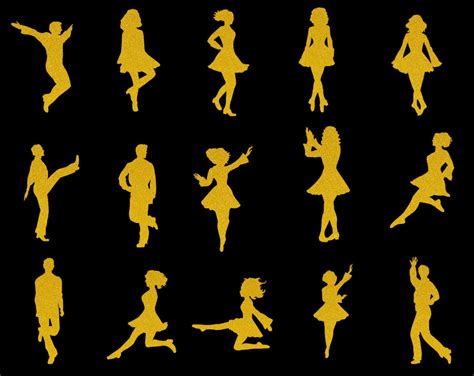 SVG irish dancer silhouette. Silhouette cameo Cricut People silhouette. PNG silhouette. Gold ...
