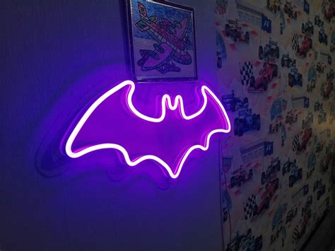Batman Logo Neon Sign Neon Sign Kids Flying Bat Batman Etsy