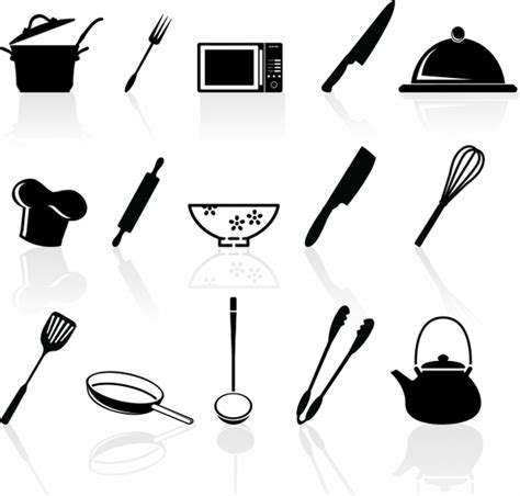 Kitchen Utensil Icons Set Vectors Graphic Art Designs In Editable Ai