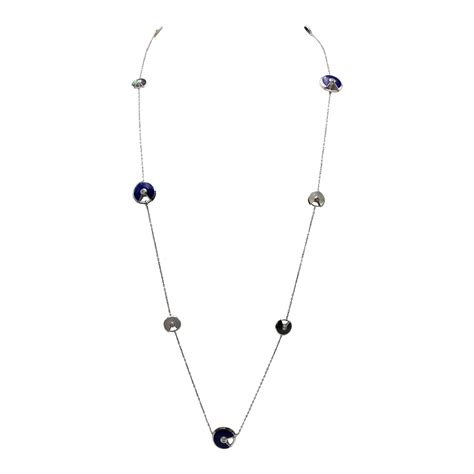 Cartier Amulette White Gold Diamond Lapis And Mother Of Pearl Sautoir