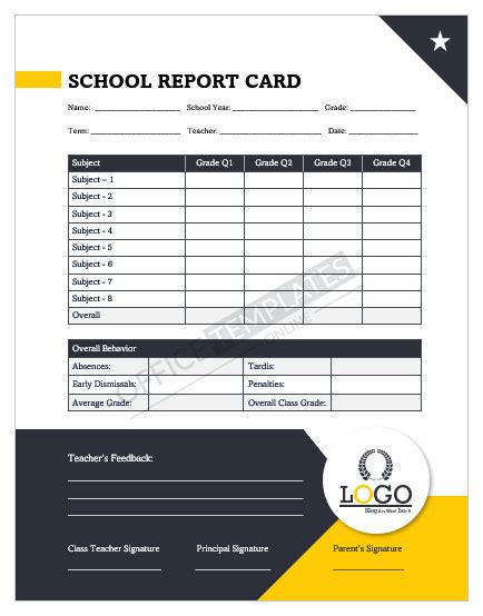 6 Free Editable Result And Report Card Templates In Ms Word
