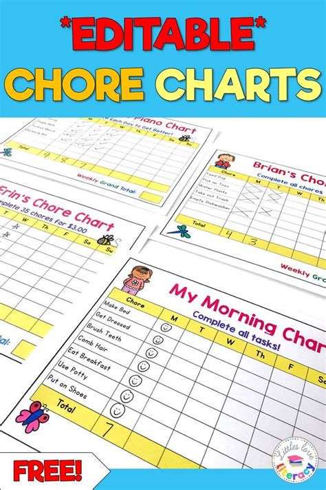 Free Chore And Routine Charts Editable Chore Chart Kids Chore