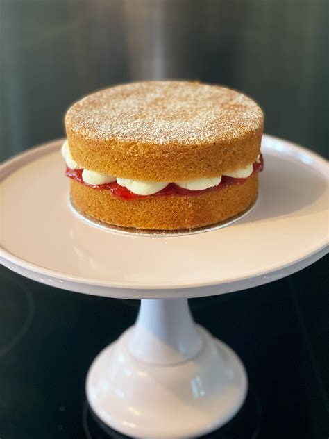 Made A Cute 6inch Victoria Sponge Cake With Homemade Strawberry Jam And