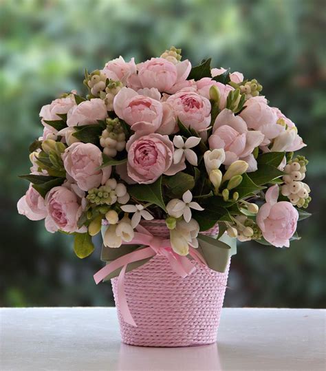Pink Arrangement With David Austin Roses And Freesias Flowers Roses Bouquet Silk Flowers