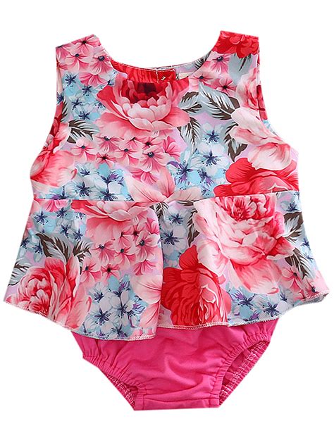 Infant Baby Girl Clothes Cute Floral Print Ruffles Romper Summer