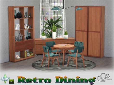 Buffsumms Retro Diningroom Retro Dining Rooms Sims 4 Cc Furniture