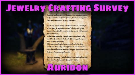 Eso Jewelry Crafting Survey Auridon Resource Location Youtube