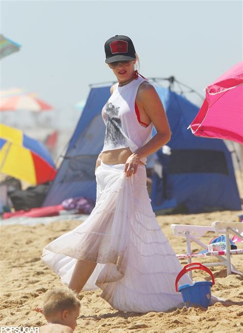 Gwen Stefani Shows Hints Of A Red Bikini At The Beach Red Bikini