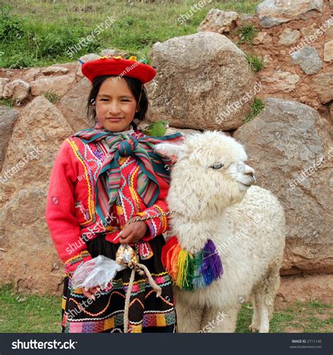 Peruvian Girl Traditional Dress Ruins Bird Stock Photo 2711140 ...