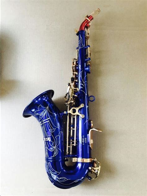 Customize Blue Excellent Bb Key Curved Soprano Saxophone Small Curved