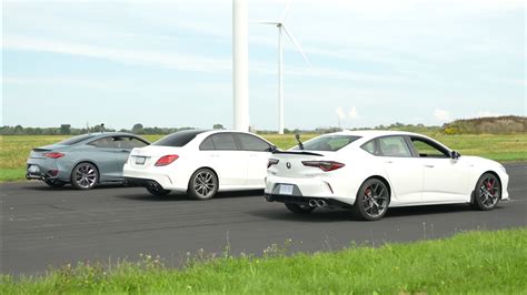 Mercedes Amg C 43 Races Acura Tlx Type S And Infiniti Q60 Red Sport 400