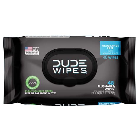 Dude Wipes Flushable Wipes Dispenser Fragrance Free With Vitamin E And Aloe 48ct Bath And Beauty