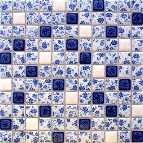 And with mosaic tile you can really get imaginative. Blue and White Tile Glossy Porcelain Mosaic Bathroom Tiles ...