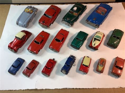 Vintage JAPAN Tin Metal Friction CAR LOT Various Sizes Makes/ Some for