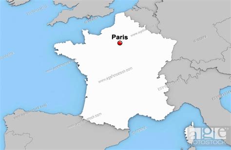 Abstract 3d Render Of Map Of France Highlighted In White Color And