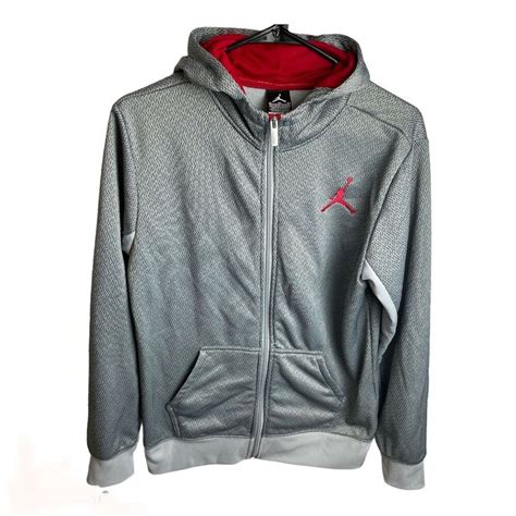 Air Jordan Nike Therma Fit Full Zip Hoodie Youth Xkl Boys Gray Red