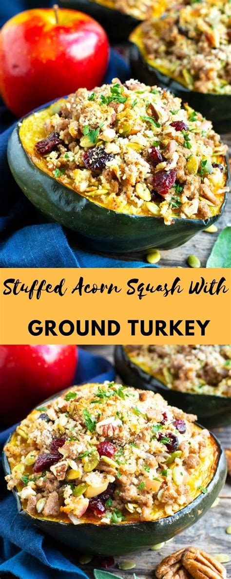 Stuffed Acorn Squash With Ground Turkey Hannie Kitchen Acorn Squash