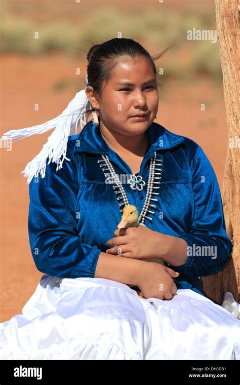 Navajo Indian Woman Holding A Duckling Monument Valley Utah United States Stock Photo Alamy