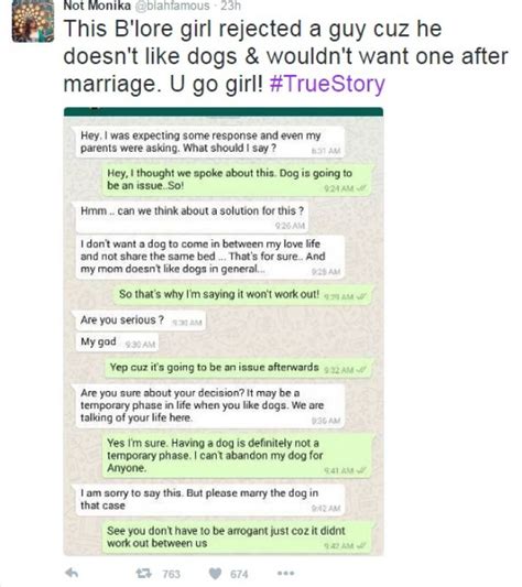 I'm here to tell you just that. He didn't like her dog, Bengaluru woman turns down ...