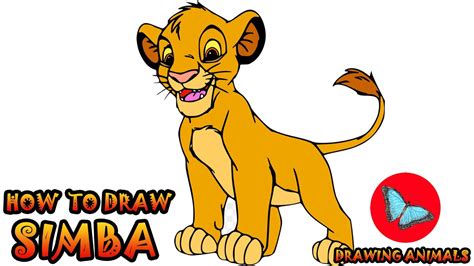 How To Draw Simba From The Lion King Drawing Animals Youtube