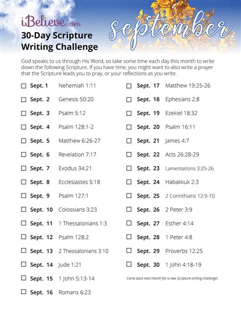 September Scripture Writing Guide Download Free Printable