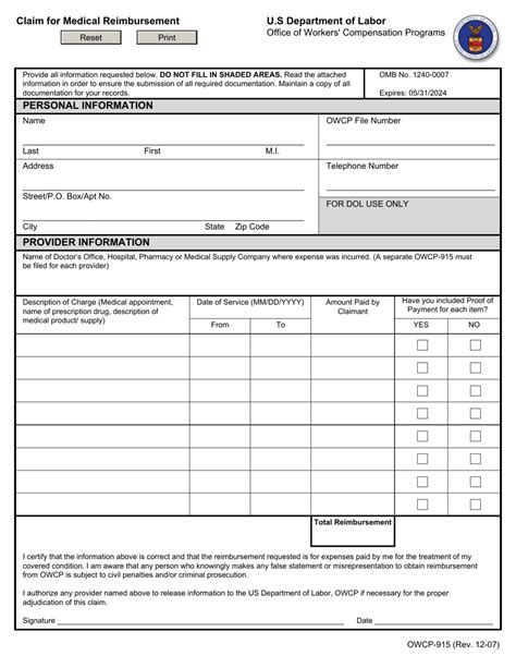 Form Owcp 915 Fill Out Sign Online And Download Fillable Pdf