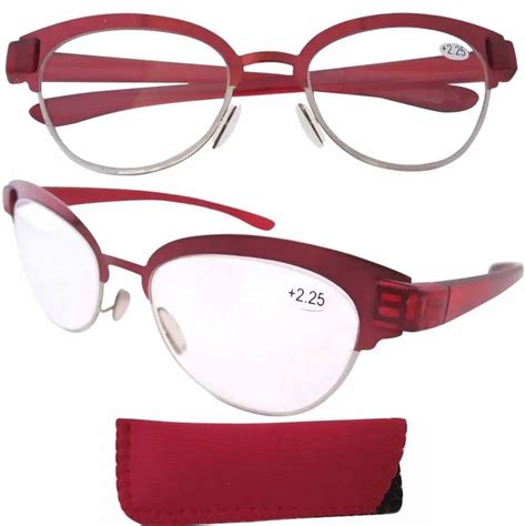 R11081 Stainelss Steel Frame Rim Plastic Arm Red Reading Glasses For Women In Women S Reading