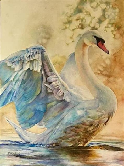 Original Watercolor Painting Animal Painting Swan Painting Etsy In