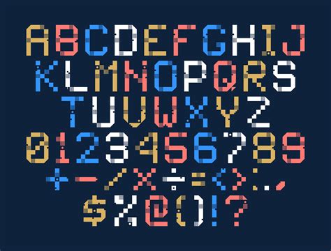 Vector Pixel Art Alphabet Colorful Letters Consist Of Modules Letters