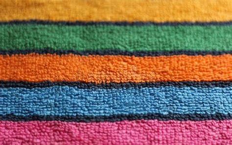 Cotton Terry Multicolored Towel Cloth Fabric Striped Texture Close Up