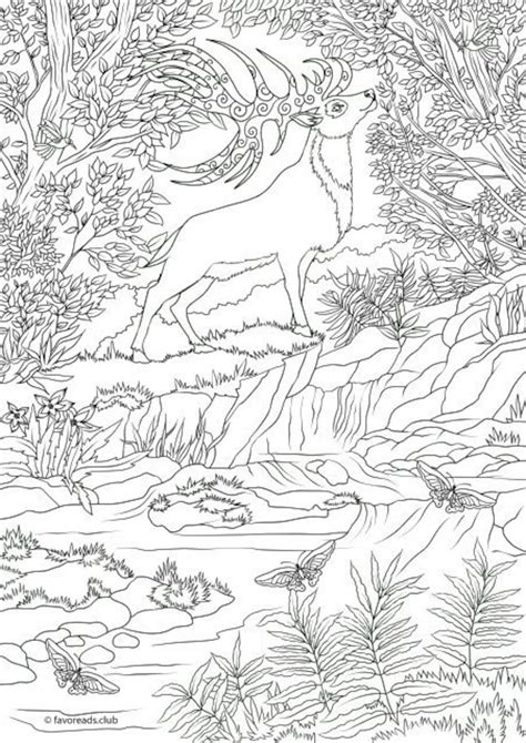 Deer Printable Adult Coloring Page From Favoreads Coloring Etsy