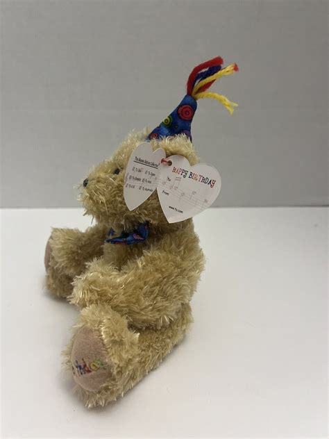 Ty Beanie Babies HAPPY BIRTHDAY Plush Bear With Bow Tie Party Hat