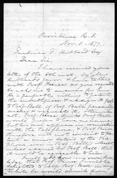Letter From William F Channing To Gardiner Greene Hubbard November 8