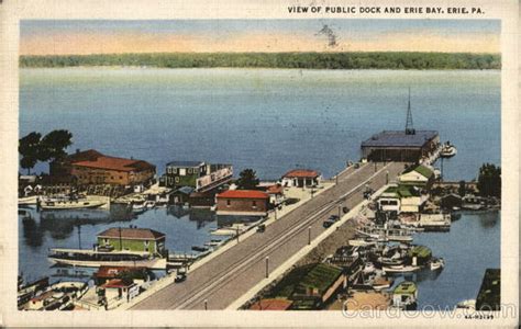 Public Dock And Erie Bay Pennsylvania Postcard