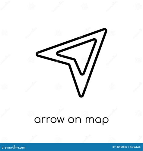 Arrow On Map Icon Trendy Modern Flat Linear Vector Arrow On Map Stock