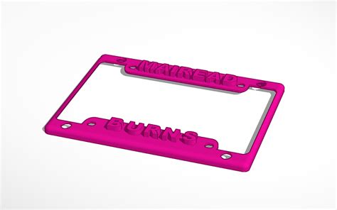 3d Design Copy Of License Plate Frame Template Tinkercad