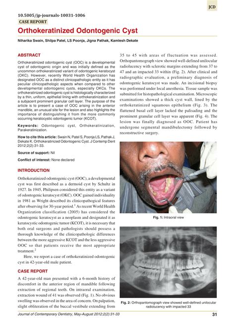 Pdf Orthokeratinized Odontogenic Cyst
