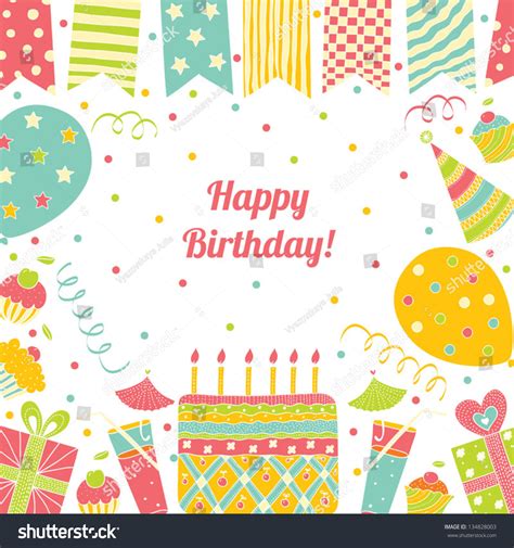 Template Happy Birthday Card Place Text Stock Vector 134828003