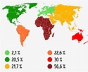 This map shows how many percent has the population of different ...